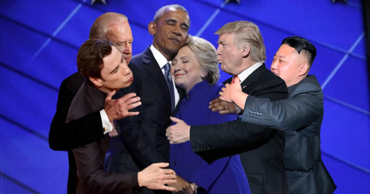 Объятия Обамы с Хиллари Клинтон попали под прицел фотошоп-битвы.