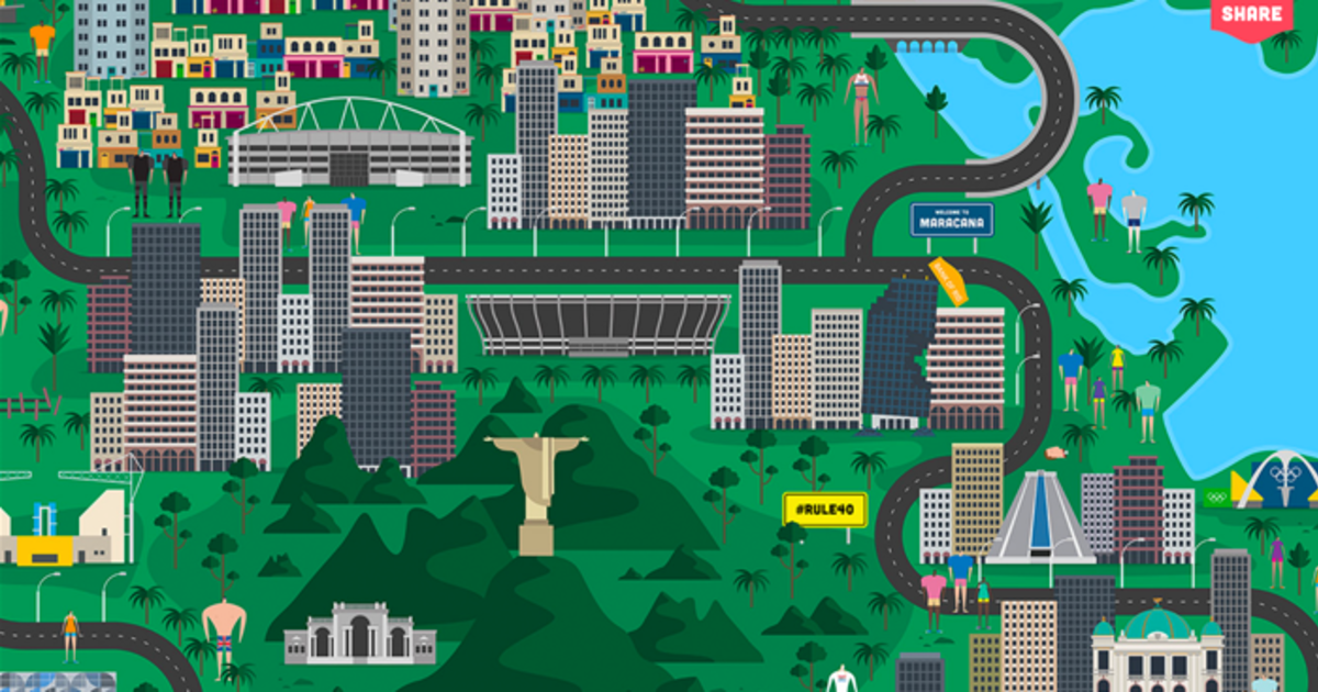 Интерактивная карта Рио делится подробностями Олимпийских Игр.