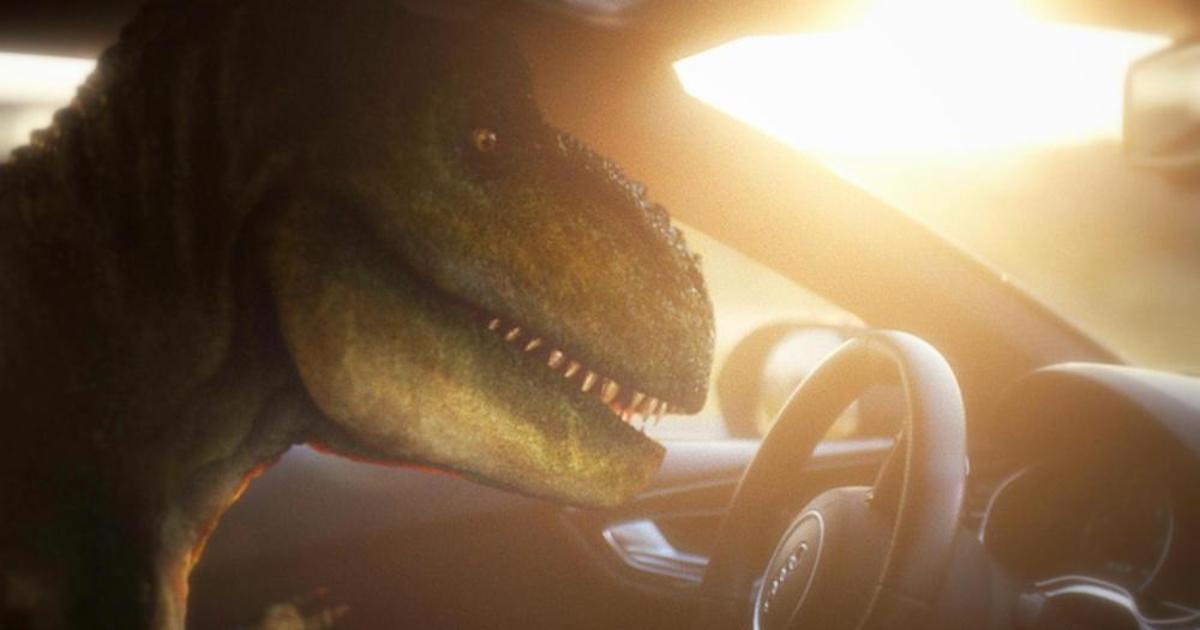 Audi посадила тиранозавра за руль беспилотного авто.