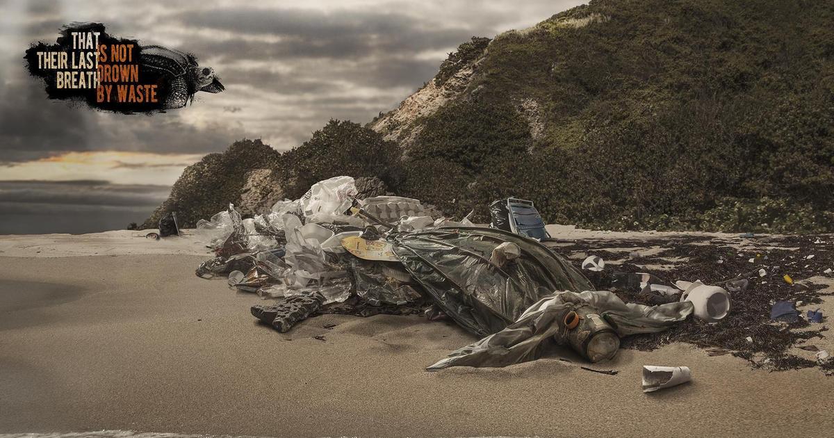 Рекламные принты создали животных из мусора.