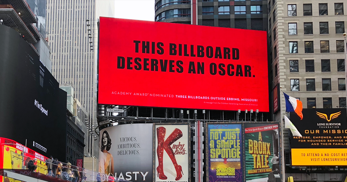 Outdoor-отрасль США вдохновилась билбордами фильма-номинанта на «Оскар».