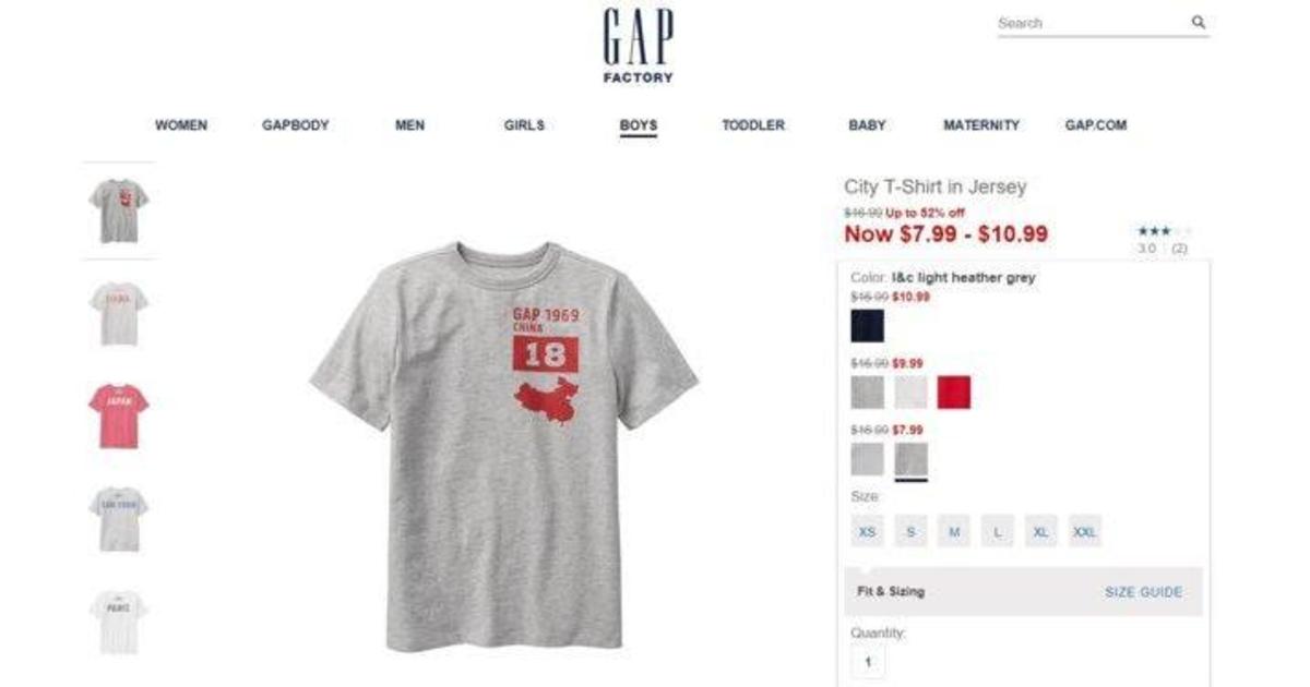 Gap пришлось извиниться за футболки с «неправильной» картой Китая.