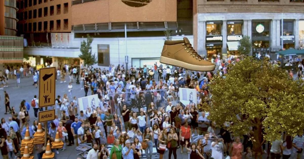 22 000 людей сыграли с огромным виртуальным ботинком Timberland в Мадриде.