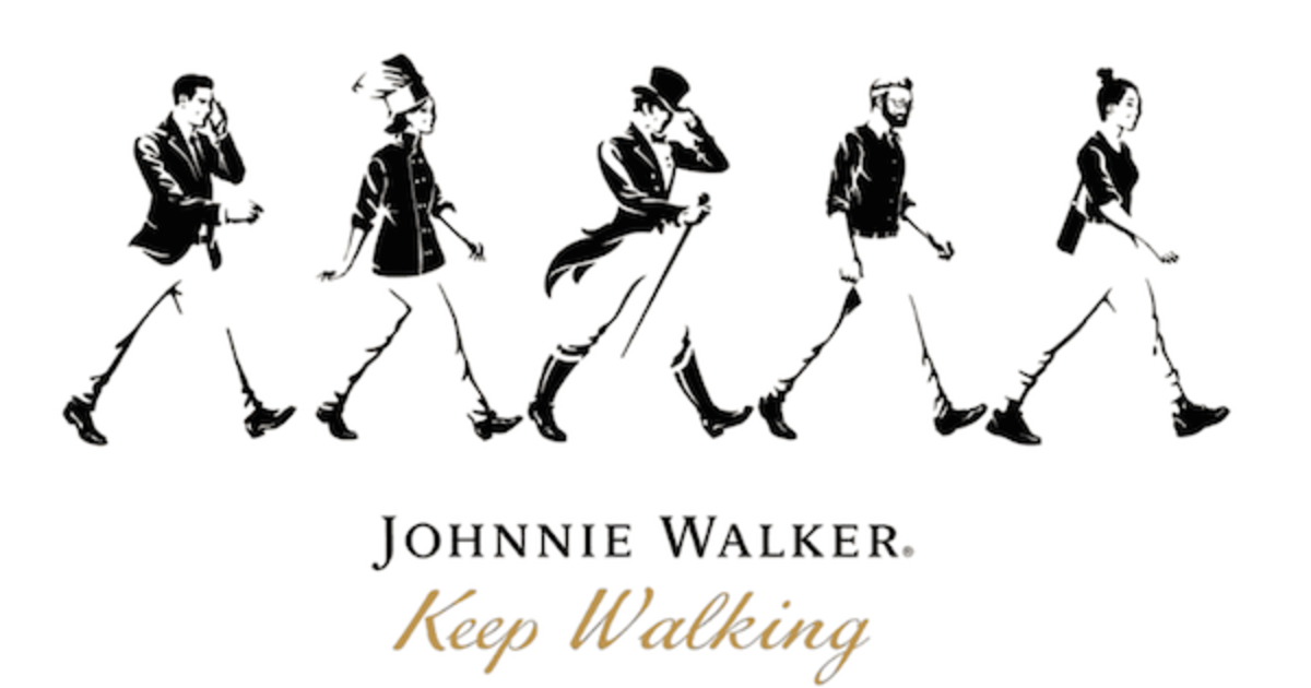 К шагающему человеку Johnnie Walker присоединилась группа друзей.