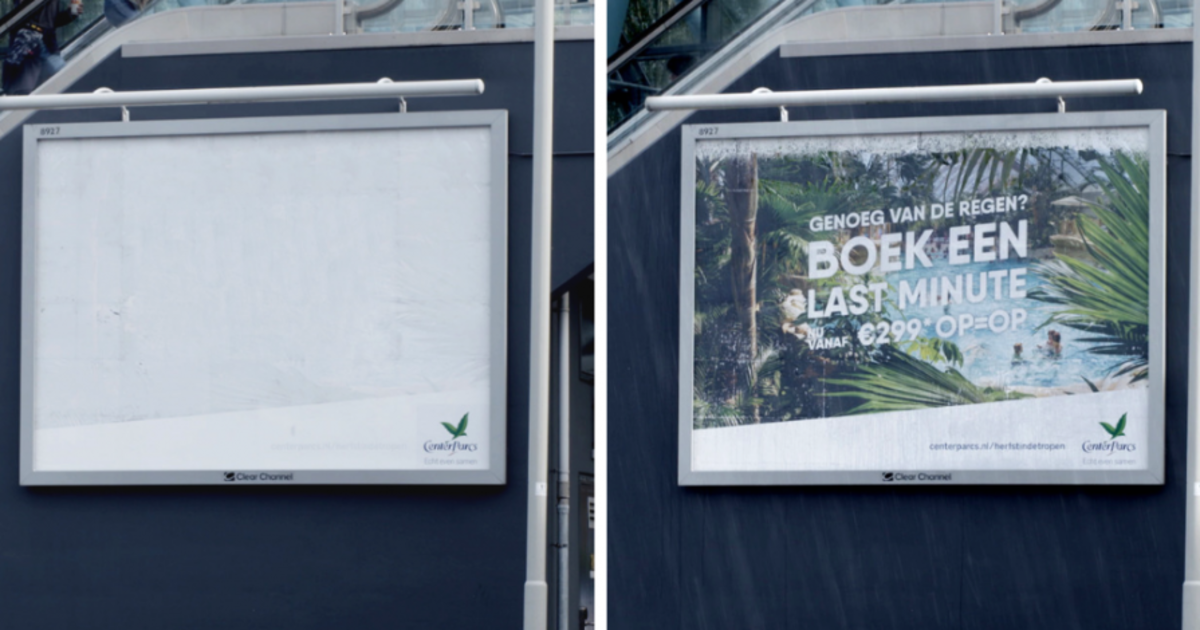 В Голландии создали наружную рекламу, реагирующую на дождь.