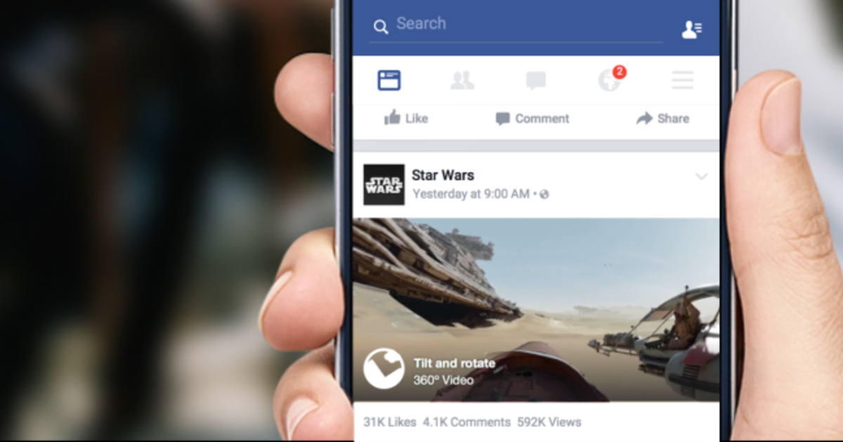 Facebook запустил 360-градусные видео в ленте.