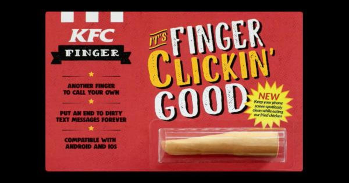 KFC создал синтетический палец, чтобы не запачкать смартфон.