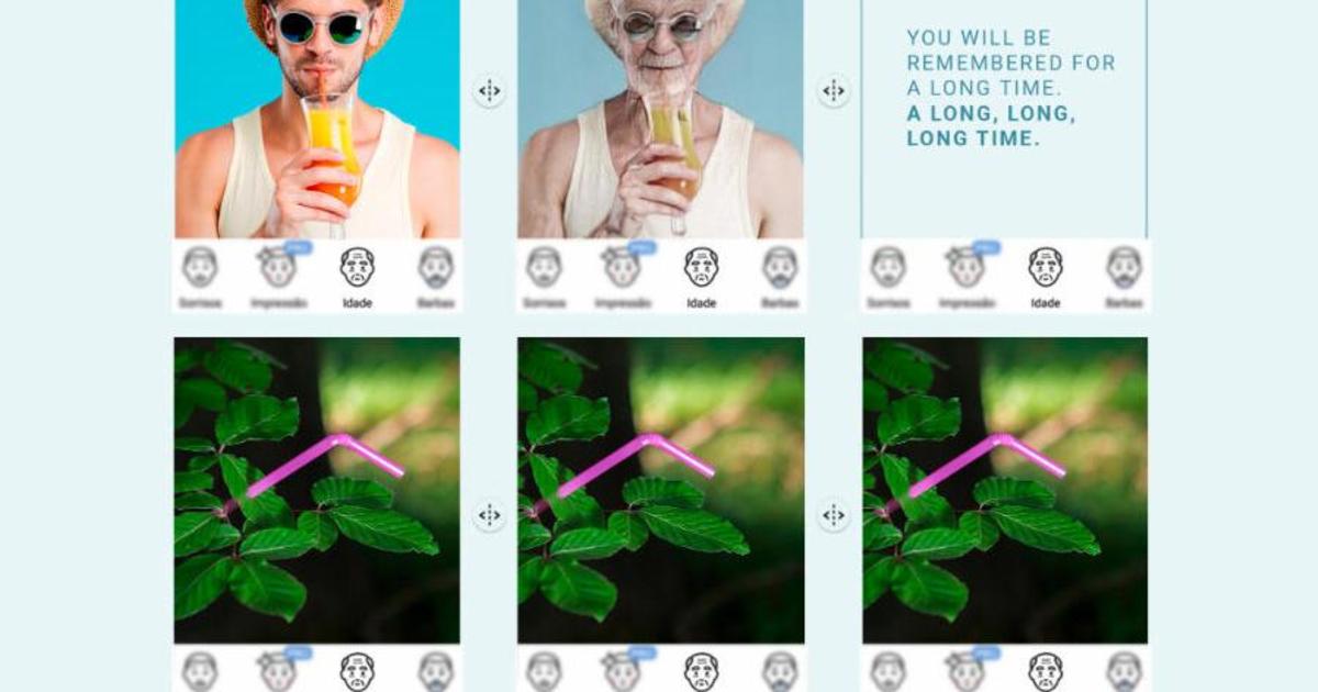 На рекламных принтах пластик «‎состарили» с помощью Face App