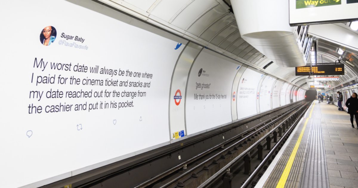 Twitter разместил неромантические твиты в лондонском метро ко Дню Валентина