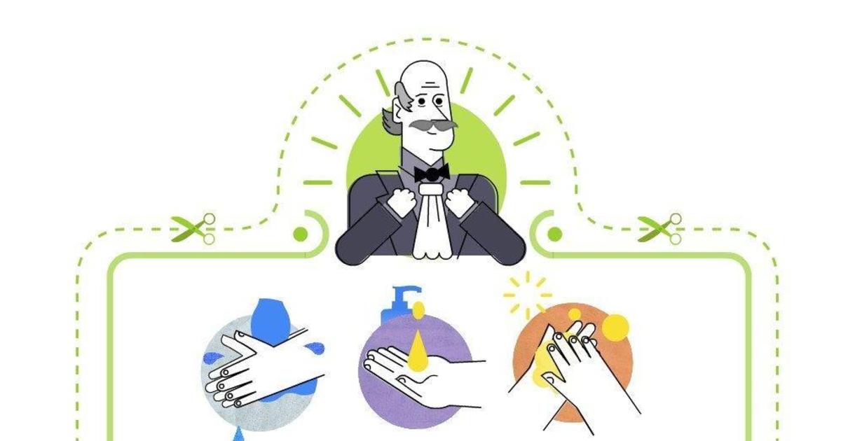 Дудл Google отдал честь доктору Игнацу Земмельвейсу и показал, как мыть руки