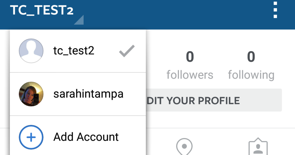 Instagram тестирует переключение между аккаунтами.