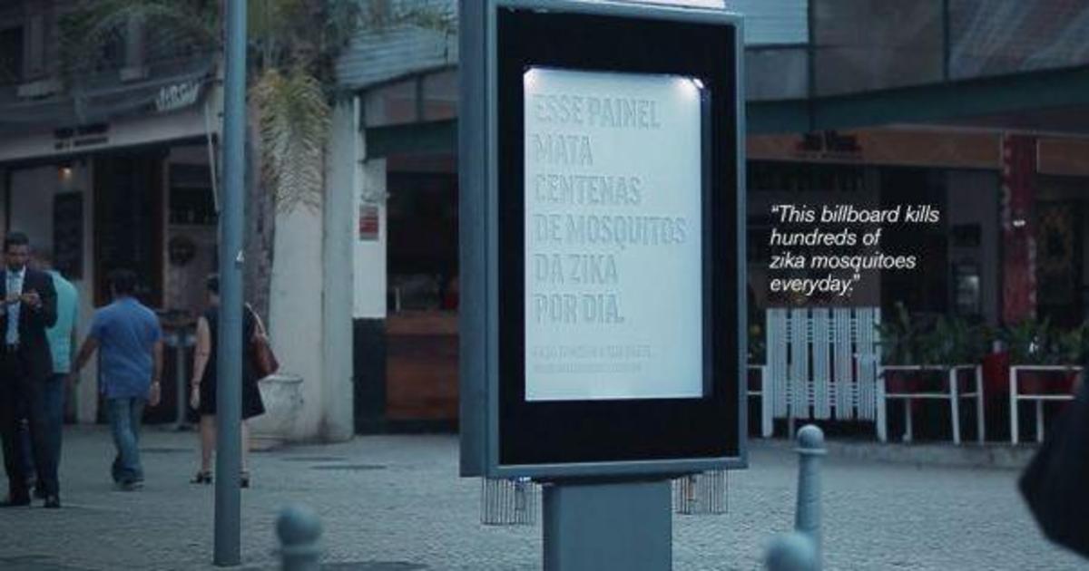 В Бразилии установили билборды-приманки для переносчиков вируса Зика.