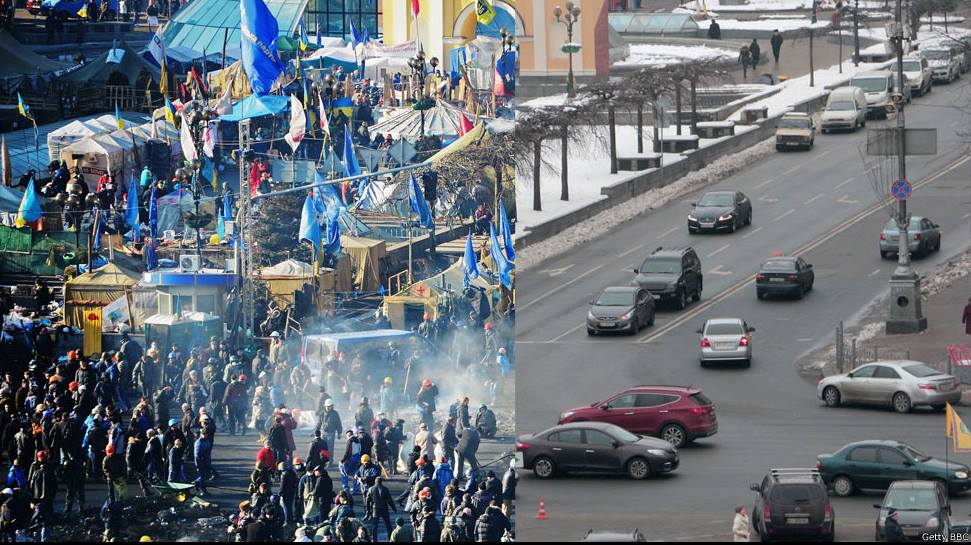 Ресурс BBC Украина в рамках спецпроекта в честь годовщины расстрелов на Майдане создал фотоколлаж,