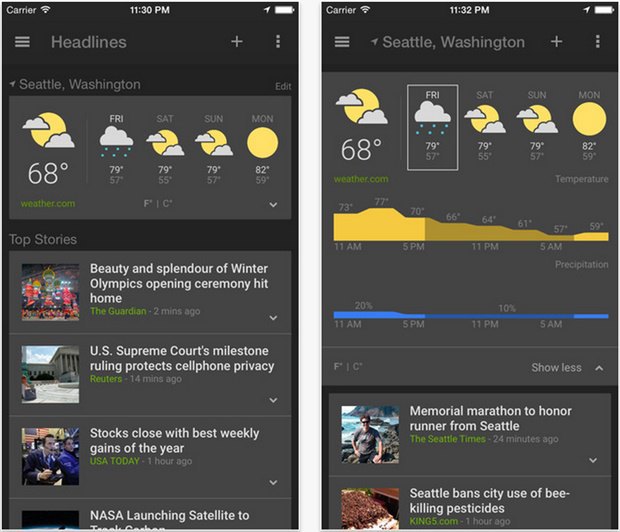 Google портировал Google News & Weather с Android на iOS.