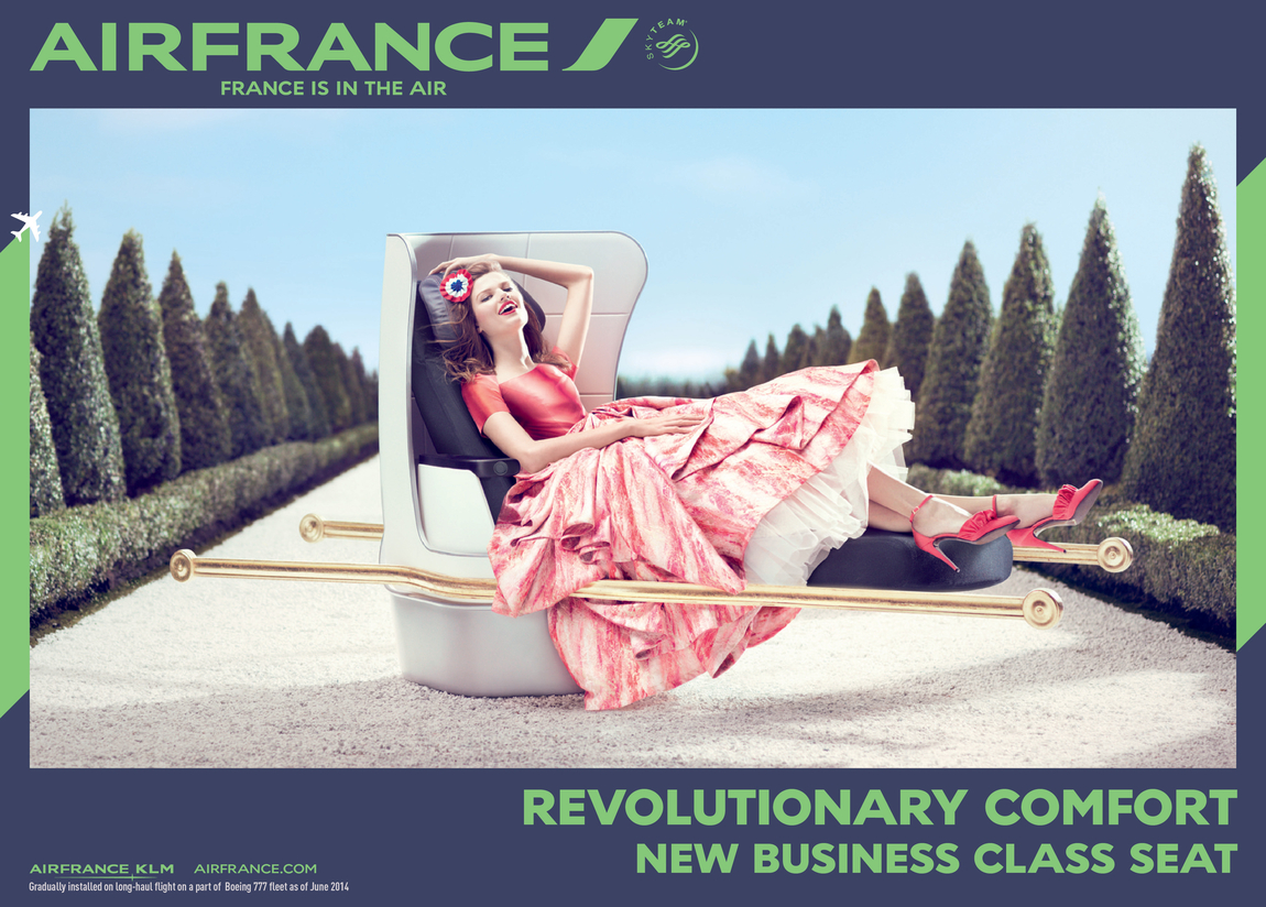 В серии рекламных принтов, агентство BETC решило внести ретро-нотку в современную роскошь Air France