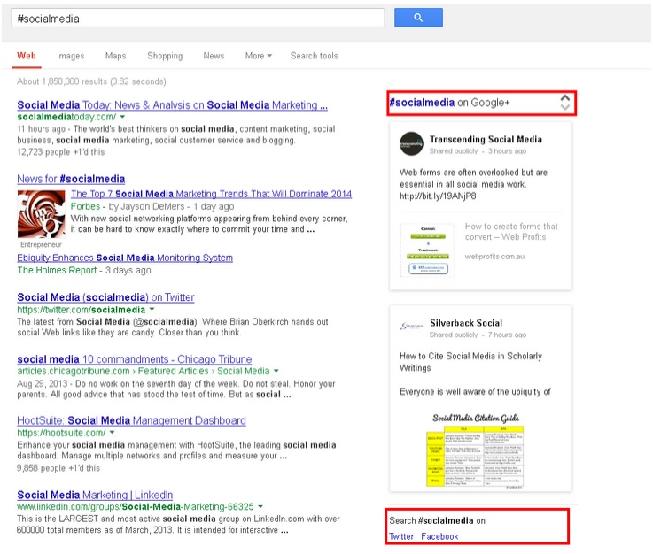 Теперь поисковик будет отображать посты с Google+ на странице результатов поиска.