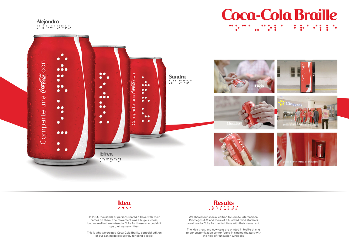 Coca-Cola выпустила специальную серию баночек с газировкой для слепых людей.