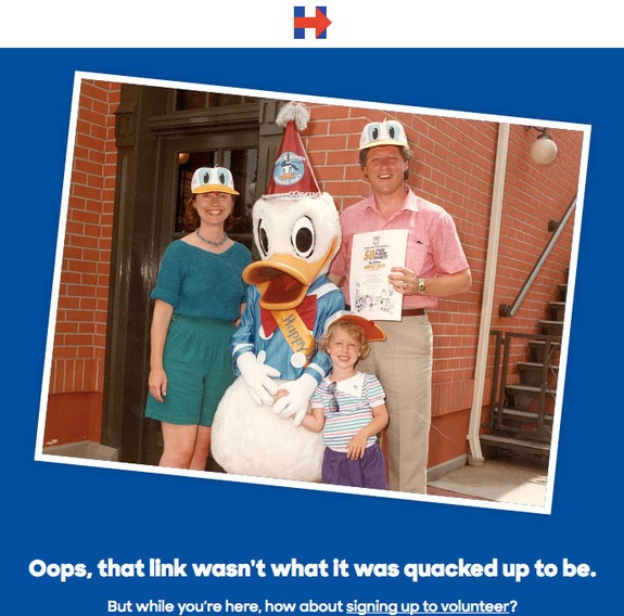 Хилари Клинтон показала, что нужно делать со страницей, выдающей ошибку 404, на примере сайта в поддержку ее президентской кампании