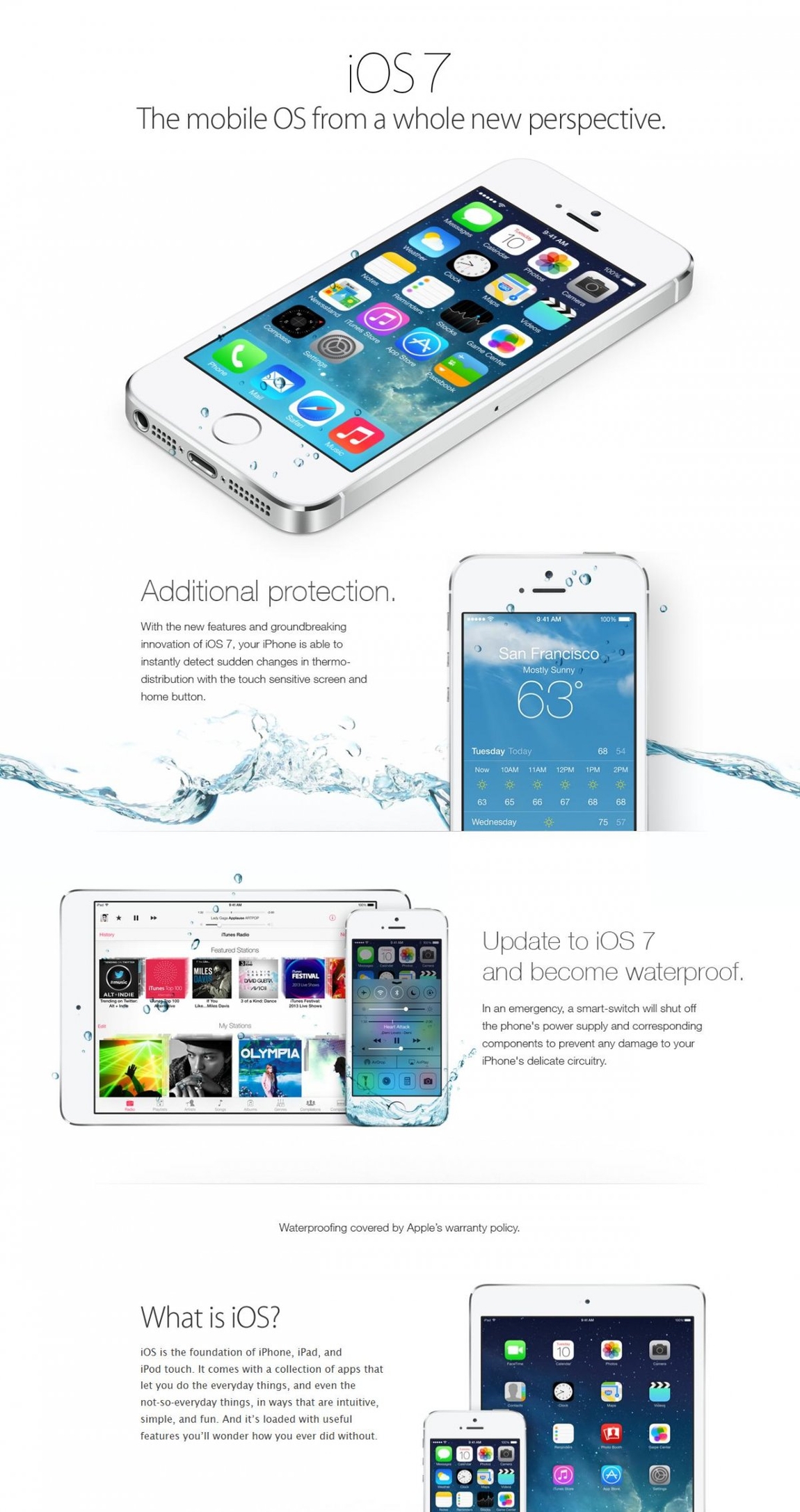 В сети распространилась фейковая реклама Apple, которая призывает пользователей обновить IOS 7, сделав смартфон водонепроницаемым.