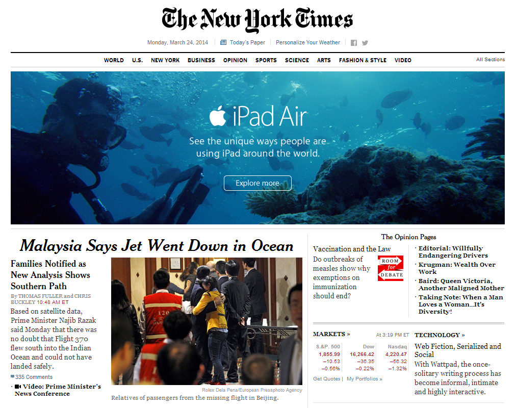 New York Times не посчастливилось с размещением рекламного сообщения