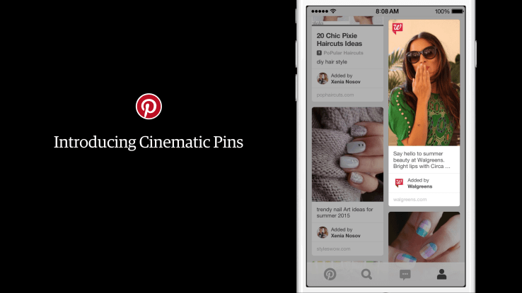 Социальный сервис веб-закладок Pinterest сообщил о внедрении ряда новых рекламных опций, среди которых анимационный продвигаемый пин или Cinematic Pins.