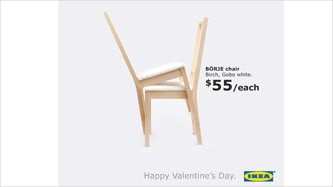 Ikea не забывает о Дне святого Валентина, и традиционно выпускает шутливую рекламу в честь этого праздника.