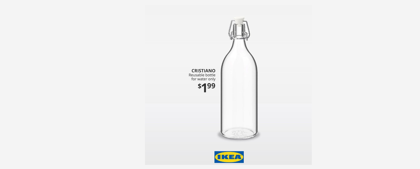 IKEA представила бутылку для воды CRISTIANO вслед за шумихой вокруг Роналду и Сoca-Cola