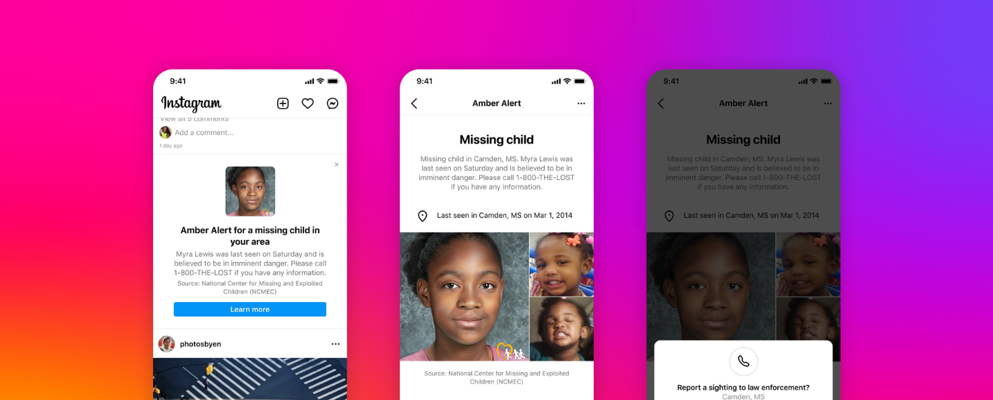 Сповіщення AMBER в Instagram допомагає знаходити зниклих дітей