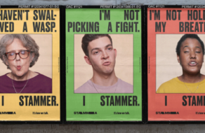 Постери, розміщені по всій Британії, зобразили людей у момент їх заїкання