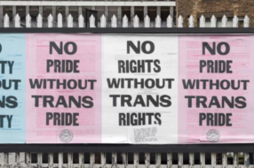 У Лондоні розмістили постери, створені представниками транс-спільноти та надруковані поверх закону