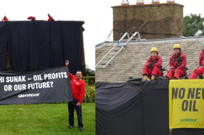 Активісти Greenpeace накрили дім Ріші Сунака чорною тканиною
