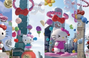 Гигантская Hello Kitty затанцевала у Биг-Бена и Эйфелевой башни в честь своего 50-летия
