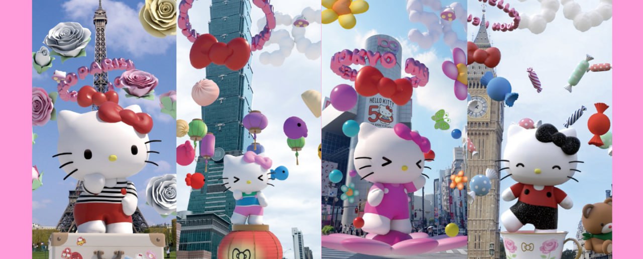 Гігантська Hello Kitty затанцювала біля Біг-Бена та Ейфелевої вежі на честь свого 50-річчя