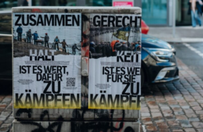 В центре Берлина появились постеры, приуроченные к 10-летию Революции Достоинства